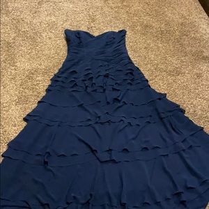 Blue ruffled chiffon floor length dress